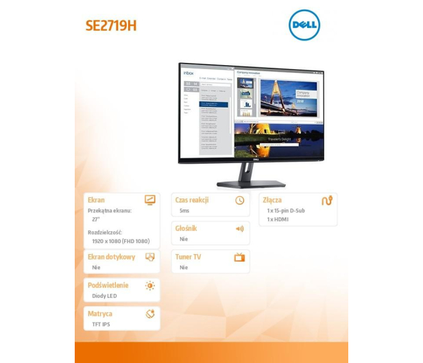 Dell DELL 27'' SE2719H 210-AQKM Czarny - 1462224 - zdjęcie 4